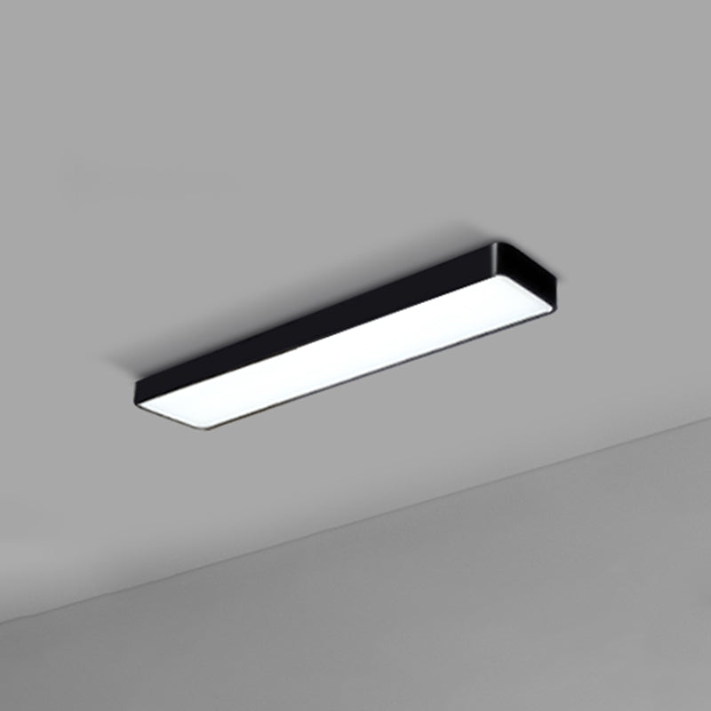 Office Ceiling Mounted Light Modern LED Flush Light with Rectangular Acrylic Shade Black Small 47.5