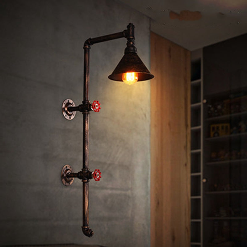 Rust Conical Wall Lamp Industrial Style Metal 1-Light Corridor Wall Bracket Lantern Rust Clearhalo 'Art deco wall lights' 'Cast Iron' 'Glass' 'Industrial wall lights' 'Industrial' 'Middle century wall lights' 'Modern' 'Rustic wall lights' 'Tiffany' 'Traditional wall lights' 'Wall Lamps & Sconces' 'Wall Lights' Lighting' 2467765