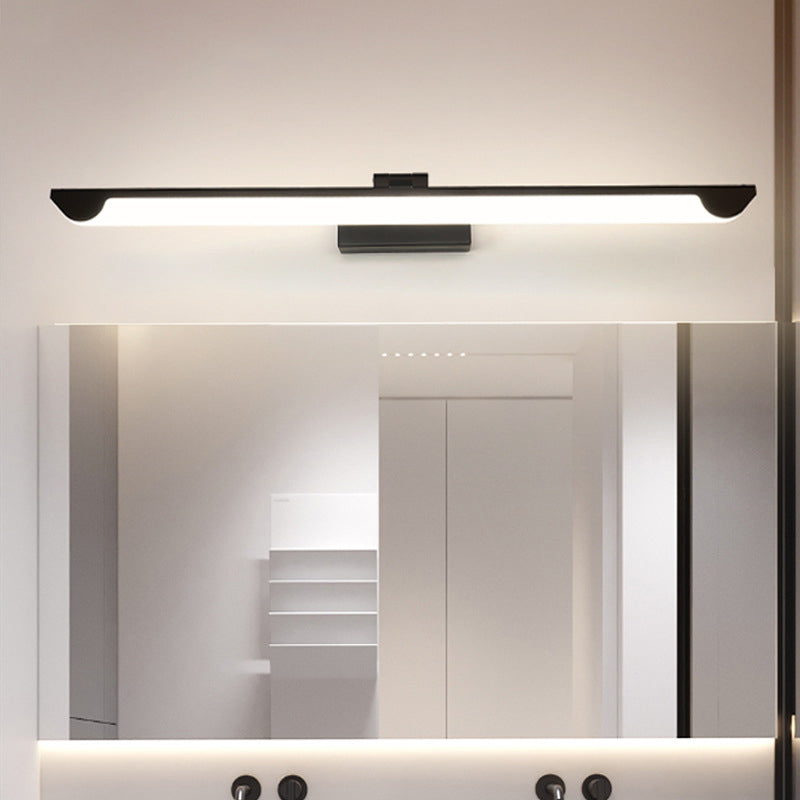 Swivelable Linear Bathroom Wall Mount Lamp Acrylic Modernist LED Vanity Light Fixture Black Clearhalo 'Modern wall lights' 'Modern' 'Vanity Lights' 'Wall Lights' Lighting' 2467769