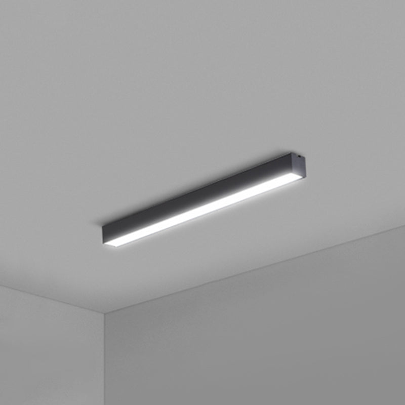 Rectangular Flush Mount Recessed Lighting Modern Aluminum Office Ceiling Light in Black Black Small 23.5