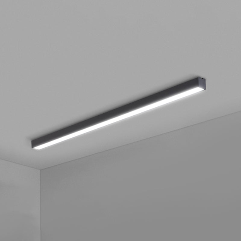 Rectangular Flush Mount Recessed Lighting Modern Aluminum Office Ceiling Light in Black Black Small 47.5