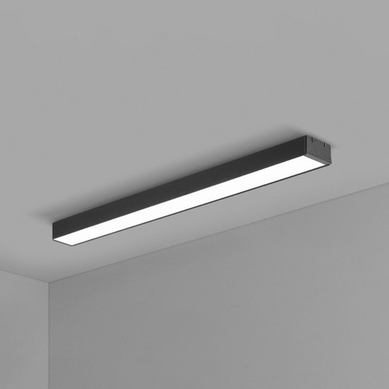 Rectangular Flush Mount Recessed Lighting Modern Aluminum Office Ceiling Light in Black Black Medium 47.5