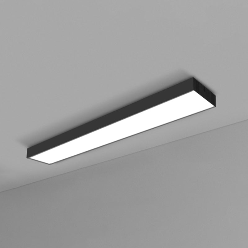 Rectangular Flush Mount Recessed Lighting Modern Aluminum Office Ceiling Light in Black Black Large 59