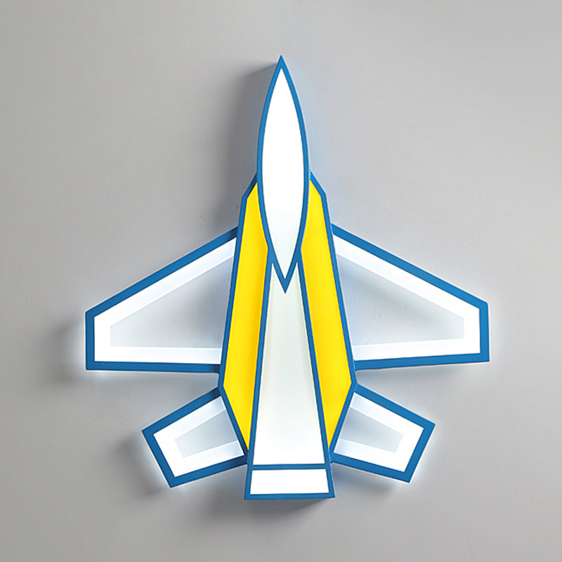 Jet Plane Acrylic Ceiling Flush Mount Light Childrens Blue and Yellow LED Flush Light for Bedroom Clearhalo 'Ceiling Lights' 'Close To Ceiling Lights' 'Close to ceiling' 'Flush mount' Lighting' 2468011