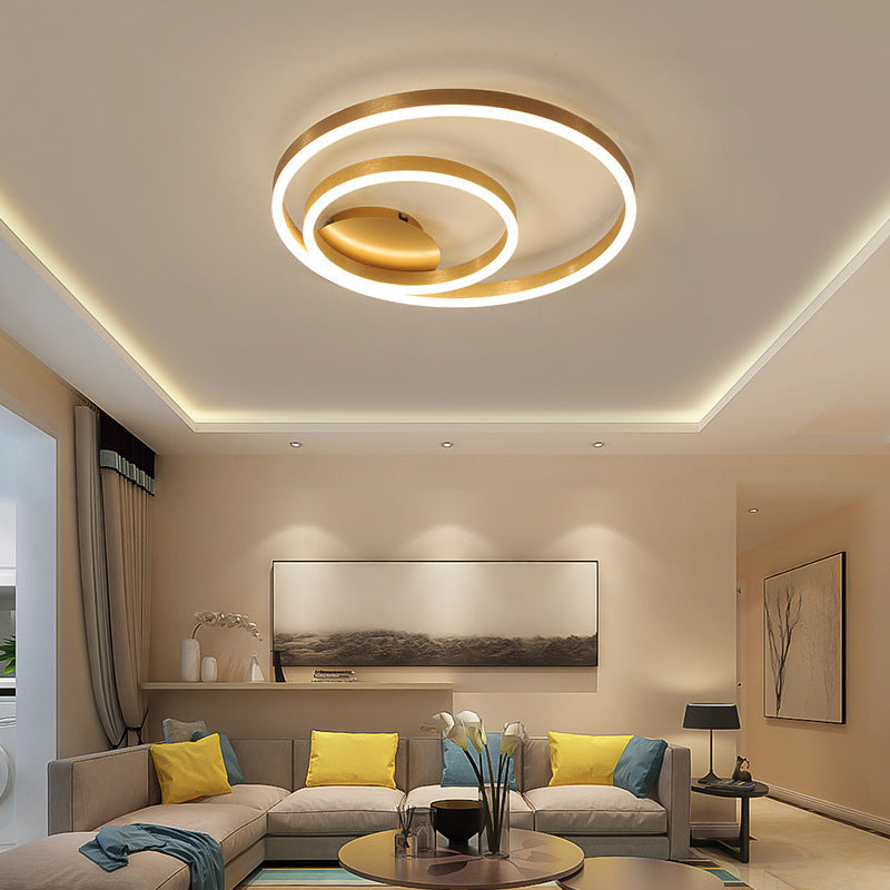 Circular Aluminum Ceiling Mounted Fixture Minimalistic Gold Flush Mount LED Light for Bedroom Gold Clearhalo 'Ceiling Lights' 'Close To Ceiling Lights' 'Close to ceiling' Lighting' 2468194