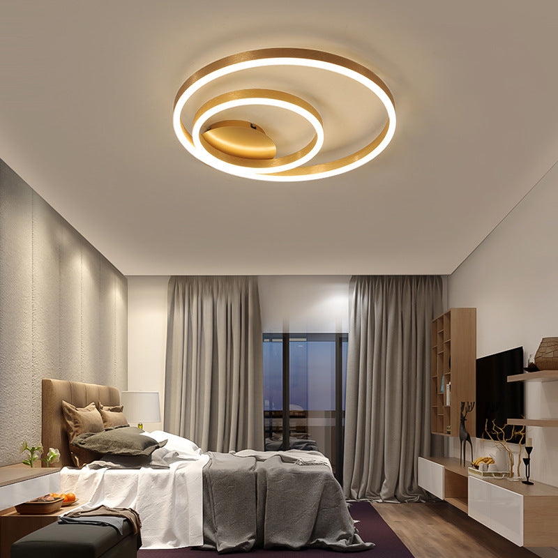 Circular Aluminum Ceiling Mounted Fixture Minimalistic Gold Flush Mount LED Light for Bedroom Clearhalo 'Ceiling Lights' 'Close To Ceiling Lights' 'Close to ceiling' Lighting' 2468195