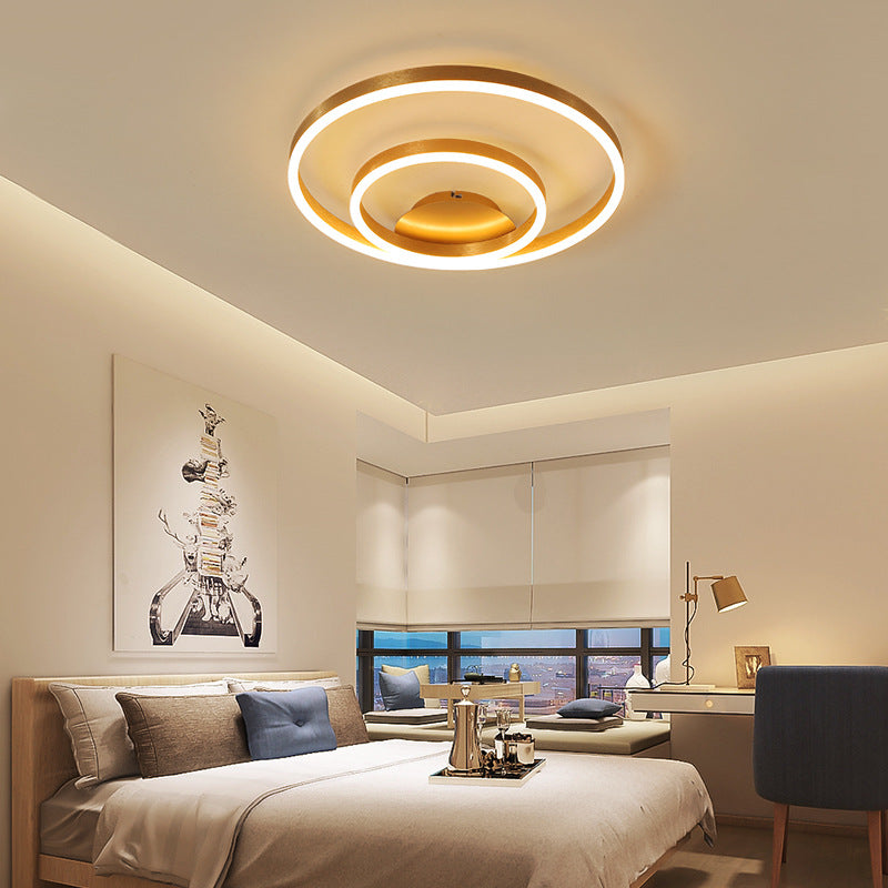 Circular Aluminum Ceiling Mounted Fixture Minimalistic Gold Flush Mount LED Light for Bedroom Clearhalo 'Ceiling Lights' 'Close To Ceiling Lights' 'Close to ceiling' Lighting' 2468197