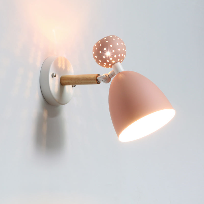 Creative Macaron Bell Wall Mount Light Metal 2-Light Bedside Wall Sconce with Star Cutouts Clearhalo 'Wall Lamps & Sconces' 'Wall Lights' Lighting' 2468358