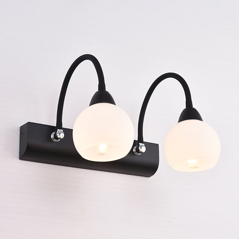 Ball Wall Mounted Vanity Light Retro Black Opaline Glass Wall Sconce for Bathroom 2.0 Black Globe Clearhalo 'Vanity Lights' 'Wall Lights' Lighting' 2468526