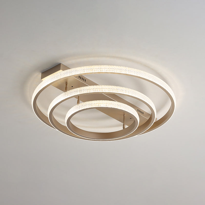 Champagne Loop Shaped Flush Mount Light Modern Metal Semi Flush Mounted Ceiling LED Light Champagne 33.5