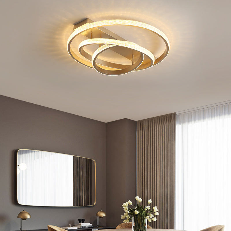 Champagne Loop Shaped Flush Mount Light Modern Metal Semi Flush Mounted Ceiling LED Light Clearhalo 'Ceiling Lights' 'Close To Ceiling Lights' 'Close to ceiling' Lighting' 2468570