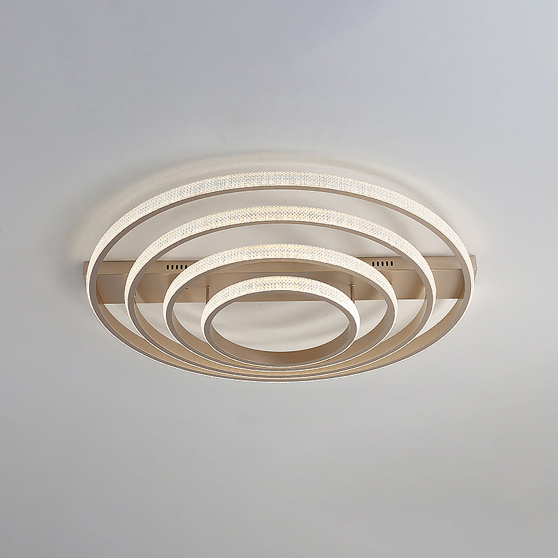 Champagne Loop Shaped Flush Mount Light Modern Metal Semi Flush Mounted Ceiling LED Light Champagne 41