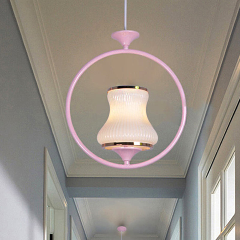 1 Light Cup Shade Ceiling Pendant Light Classic Black/White/Pink Metal Hanging Lamp for Corridor Clearhalo 'Ceiling Lights' 'Pendant Lights' 'Pendants' Lighting' 247088