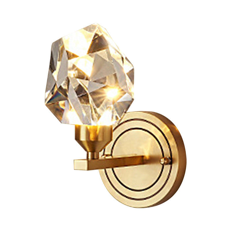 Gem Shaped Living Room LED Wall Mount Light Crystal Simplicity Wall Lighting in Brass Clearhalo 'Modern wall lights' 'Modern' 'Wall Lamps & Sconces' 'Wall Lights' Lighting' 2472026