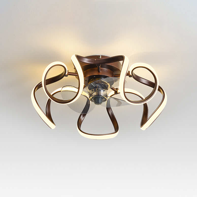 Metal Twist 7 Blades Ceiling Fan Lamp Simple Style 19.5