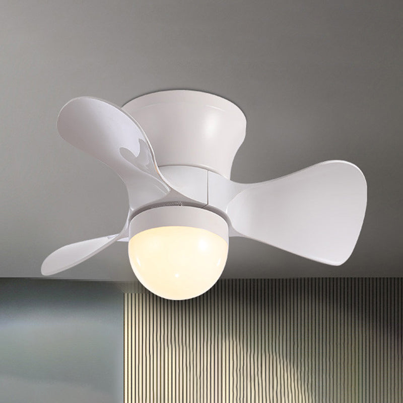 Flared Metal 3 Blades Ceiling Fan Lamp Fixture Macaron Remote Control LED Semi Flush, 23.5