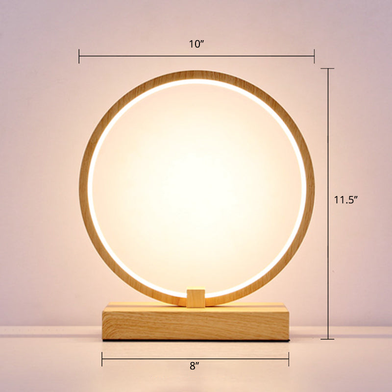 Halo Ring LED Nightstand Lamp Decorative Metal Wood Finish Table Light for Bedroom Clearhalo 'Lamps' 'Table Lamps' Lighting' 2478277