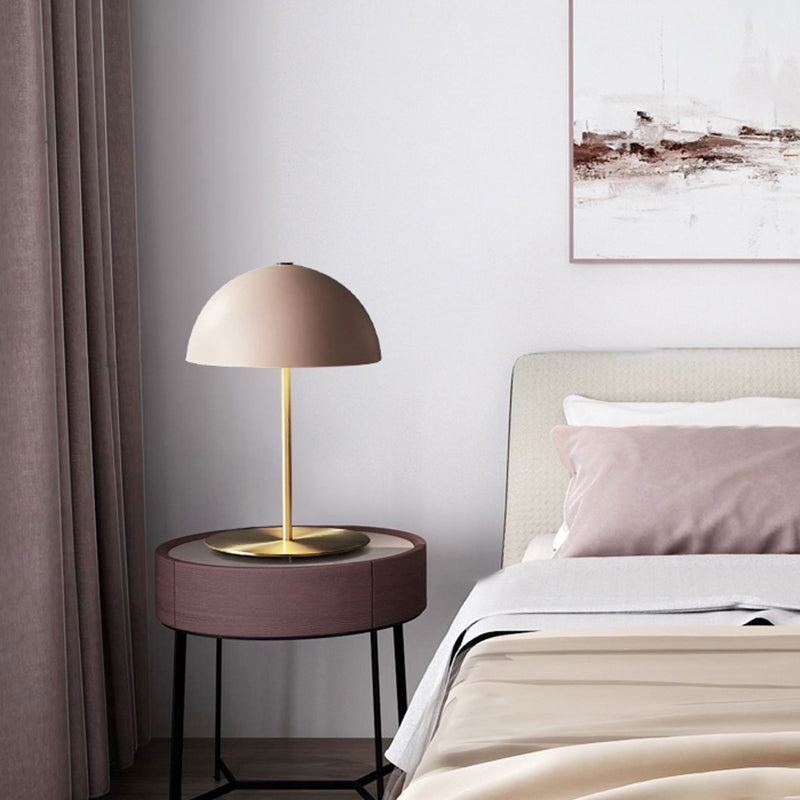 Dome Night Table Light Postmodern Metal 1-Light Bedroom Night Lamp with on-off Switch Pink Clearhalo 'Lamps' 'Table Lamps' Lighting' 2478473