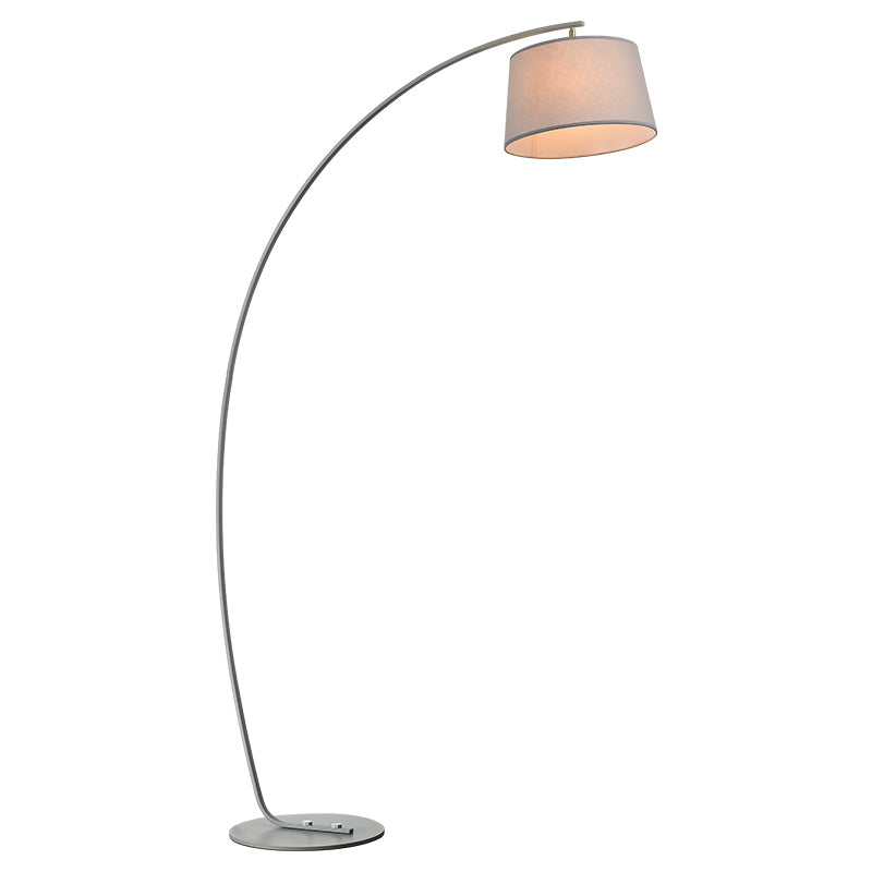 Fishing Rod Metallic Floor Lamp Macaron 1 Head Floor Standing Light with Lampshade Grey Barrel Clearhalo 'Floor Lamps' 'Lamps' Lighting' 2478651