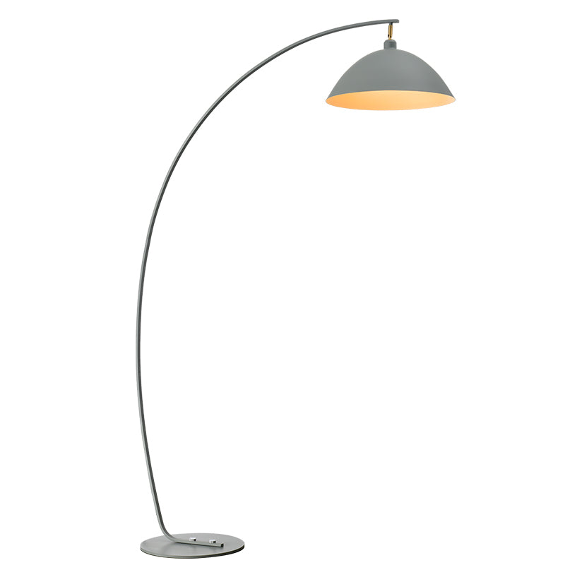 Fishing Rod Metallic Floor Lamp Macaron 1 Head Floor Standing Light with Lampshade Grey Barn Clearhalo 'Floor Lamps' 'Lamps' Lighting' 2478654