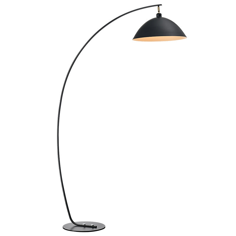 Fishing Rod Metallic Floor Lamp Macaron 1 Head Floor Standing Light with Lampshade Black Barn Clearhalo 'Floor Lamps' 'Lamps' Lighting' 2478655