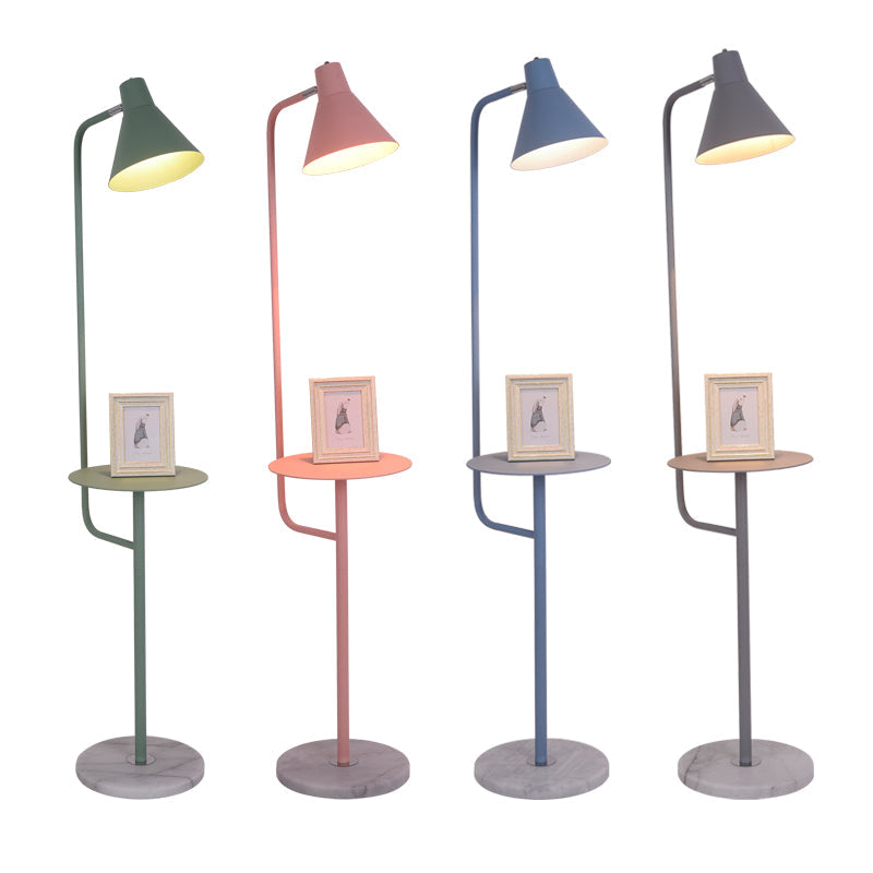 Macaron 1-Bulb Tray Floor Light Funnel Shaped Rotatable Standing Floor Lamp with Metal Shade Clearhalo 'Floor Lamps' 'Lamps' Lighting' 2478667