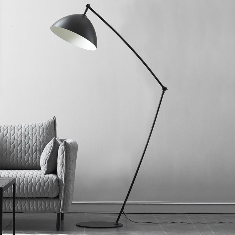 1 Head Bowl Floor Standing Light Industrial Black Metal Floor Lamp with 2-Joint Swing Arm Clearhalo 'Floor Lamps' 'Lamps' Lighting' 2478750