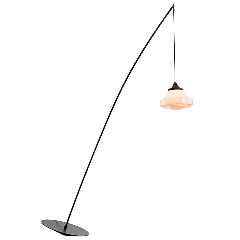 Fishing Floor Lamp Simplicity Metal LED Standing Floor Light with Dangling Shade White Clearhalo 'Floor Lamps' 'Lamps' Lighting' 2478766