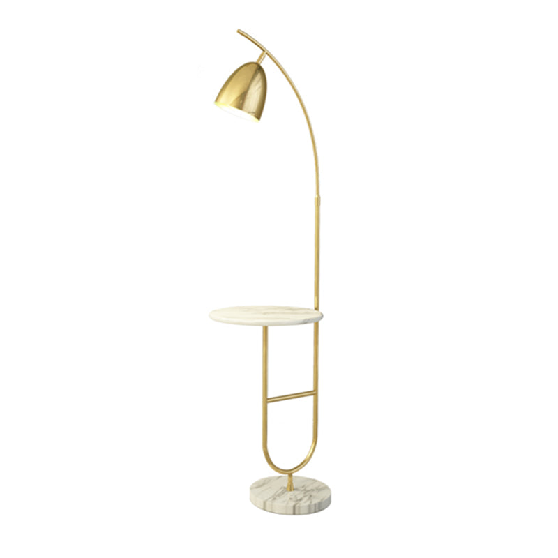 Bell Shaped Floor Reading Lamp Postmodern Metal 1 Head Living Room Floor Light with Side Table Clearhalo 'Floor Lamps' 'Lamps' Lighting' 2478856