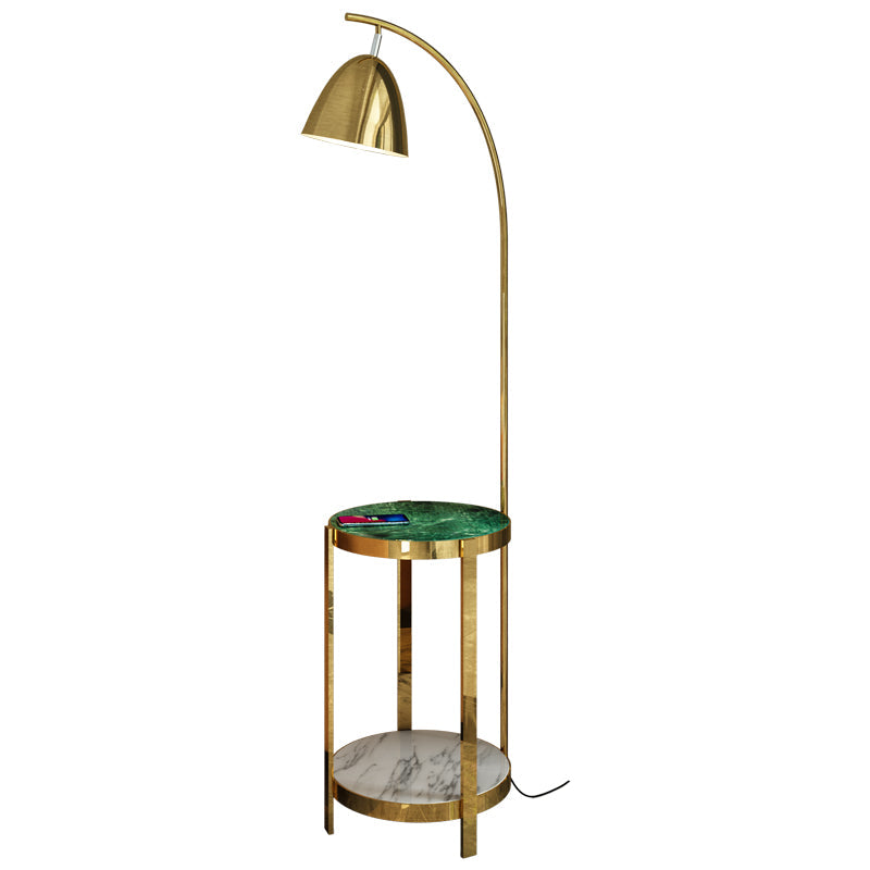 Bell Living Room Floor Lamp Metal 1 Head Postmodern Reading Floor Light with 2-Tiered Tray Clearhalo 'Floor Lamps' 'Lamps' Lighting' 2478882