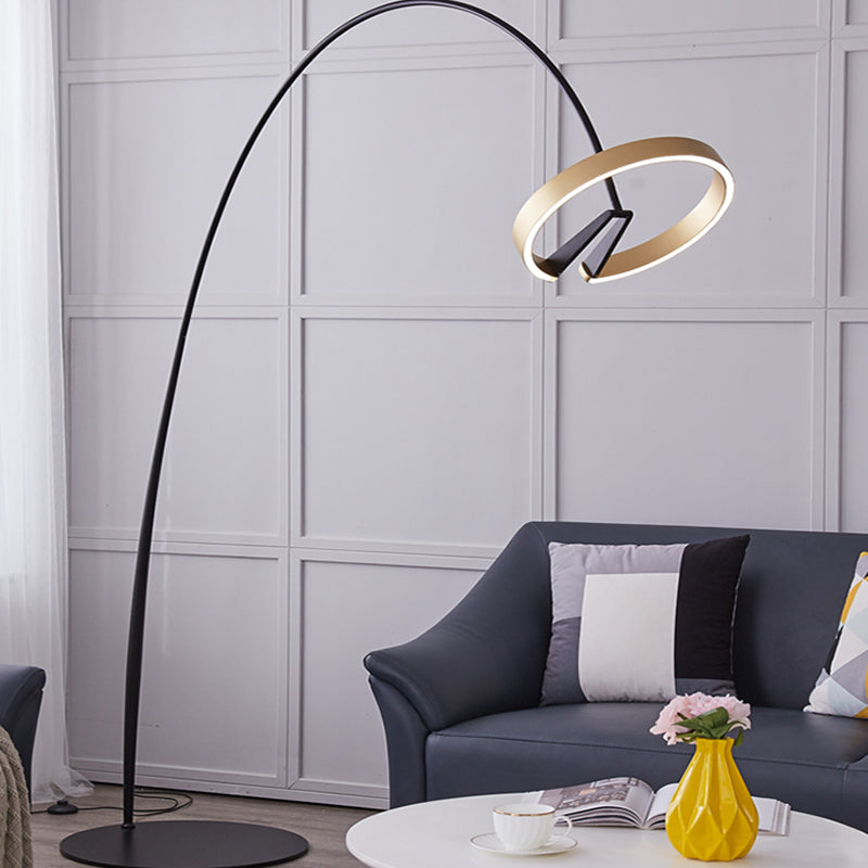 Rotatable Gold Loop Floor Standing Light Minimalist Metal LED Floor Lamp with Fishing Rod Pole Clearhalo 'Floor Lamps' 'Lamps' Lighting' 2479048