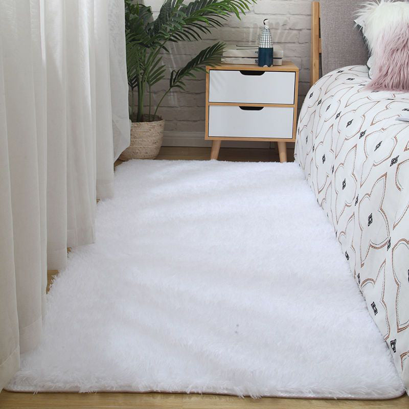 Simple Solid Color Rug Multi Colored Polypropylene Area Carpet Anti-Slip Backing Pet Friendly Indoor Rug for Bedroom White Clearhalo 'Area Rug' 'Casual' 'Rugs' Rug' 2480227