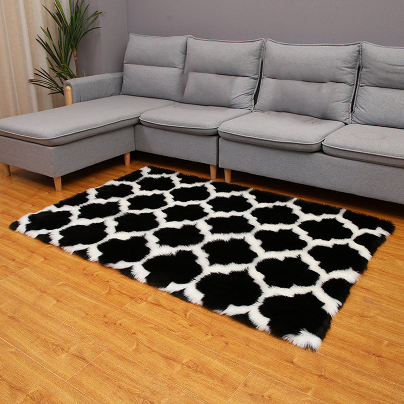 Scandinavian Living Room Rug Multi-Color Geo Printed Area Carpet Fluffy Anti-Slip Stain-Resistant Indoor Rug Black Clearhalo 'Area Rug' 'Casual' 'Rugs' Rug' 2480231