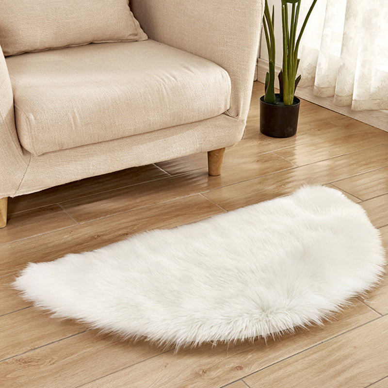 Multi-Color Novelty Rug Fuzzy Solid Color Indoor Rug Pet Friendly Washable Easy Care Area Carpet for Living Room White 1'6