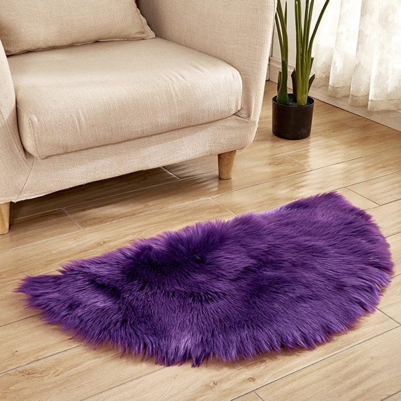 Multi-Color Novelty Rug Fuzzy Solid Color Indoor Rug Pet Friendly Washable Easy Care Area Carpet for Living Room Purple 1'6