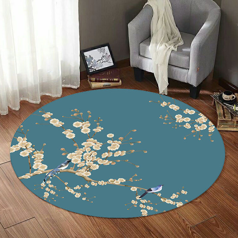 Asian Printed Rug Multi Colored Sythetics Area Carpet Non-Slip Backing Pet Friendly Easy Care Indoor Rug for Decoration Blue Clearhalo 'Area Rug' 'Rug' 2480314