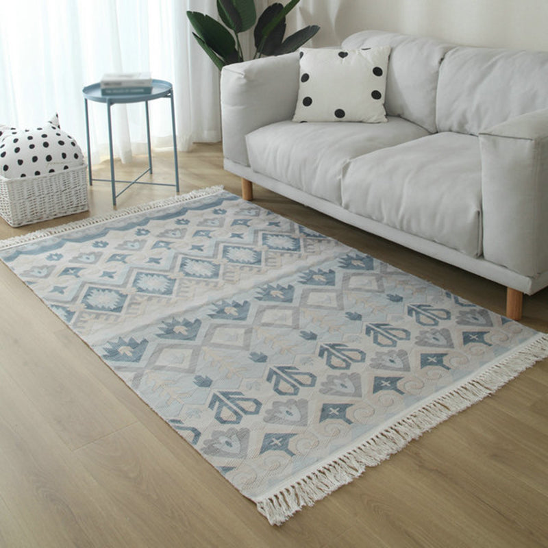 Simple Living Room Rug Multi-Color Geometric Printed Area Carpet Cotton Pet Friendly Easy Care Indoor Rug Blue Clearhalo 'Area Rug' 'Rugs' 'Southwestern' Rug' 2480524