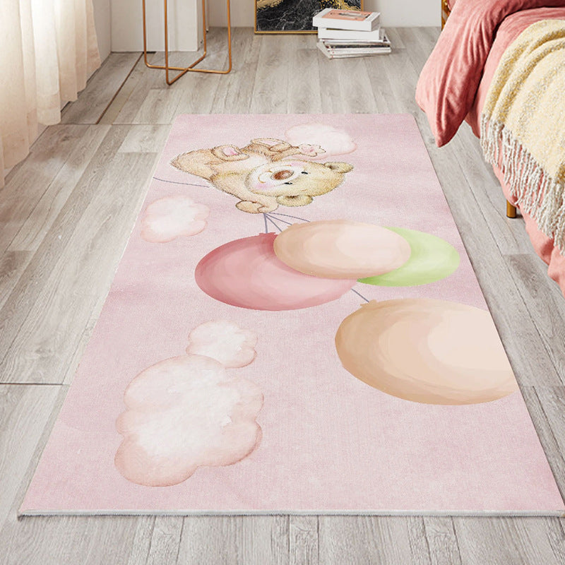 Cute Bedroom Rug Multi-Colored Cartoon Printed Indoor Rug Polyster Anti-Slip Backing Pet Friendly Area Carpet Pink Clearhalo 'Area Rug' 'Rug' 2480665