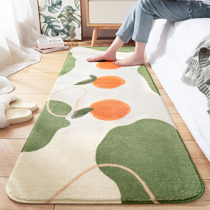 Multi-Colored Contemporary Rug Lamb Wool Plant Printed Area Rug Non-Slip Backing Pet Friendly Easy Care Indoor Rug for Bedroom Green Clearhalo 'Area Rug' 'Rug' 2480762