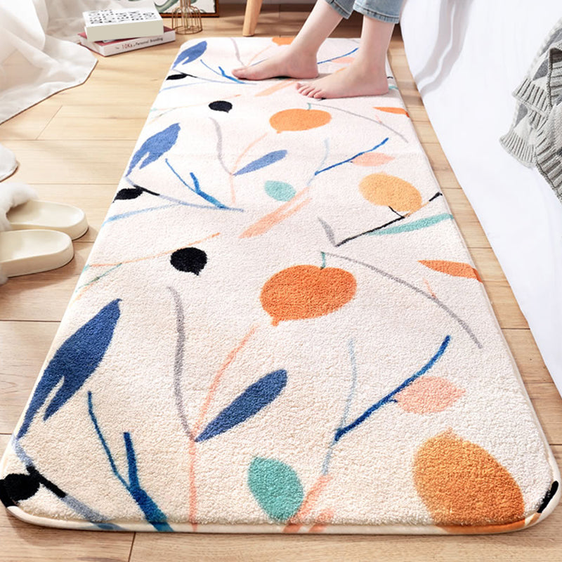 Multi-Colored Contemporary Rug Lamb Wool Plant Printed Area Rug Non-Slip Backing Pet Friendly Easy Care Indoor Rug for Bedroom Clearhalo 'Area Rug' 'Rug' 2480766