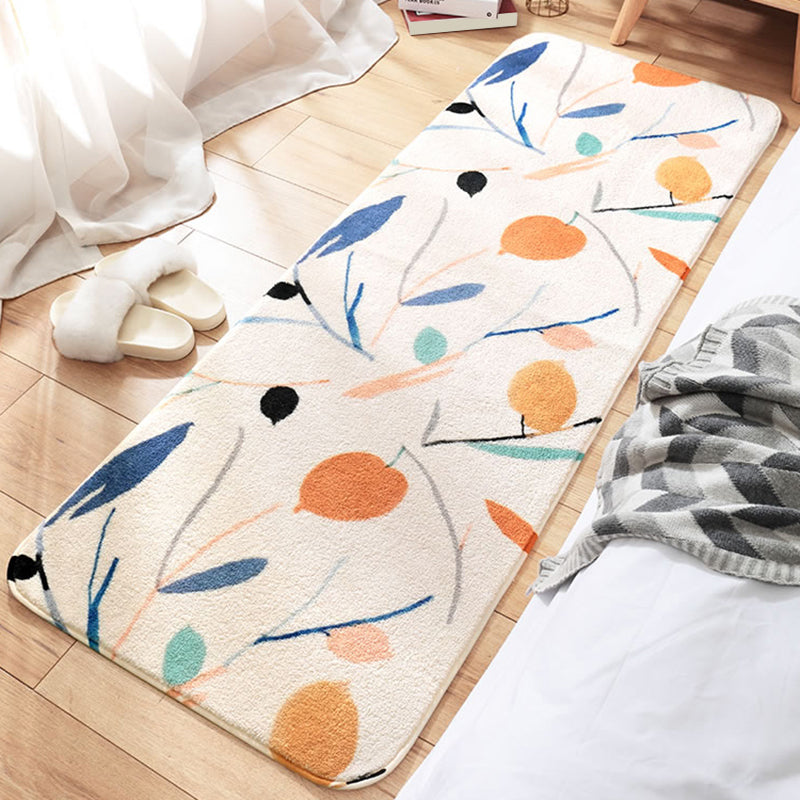 Multi-Colored Contemporary Rug Lamb Wool Plant Printed Area Rug Non-Slip Backing Pet Friendly Easy Care Indoor Rug for Bedroom Clearhalo 'Area Rug' 'Rug' 2480767