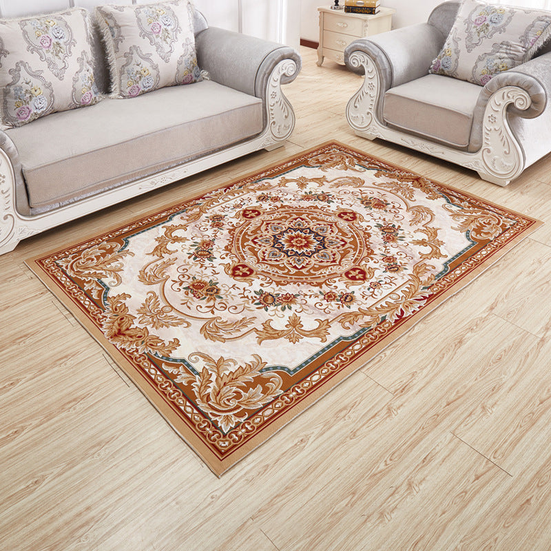 Modern Floral Printed Rug Multi-Color Polyster Indoor Rug Anti-Slip Backing Machine Washable Area Carpet for Living Room Orange Clearhalo 'Area Rug' 'Modern' 'Rugs' Rug' 2480826