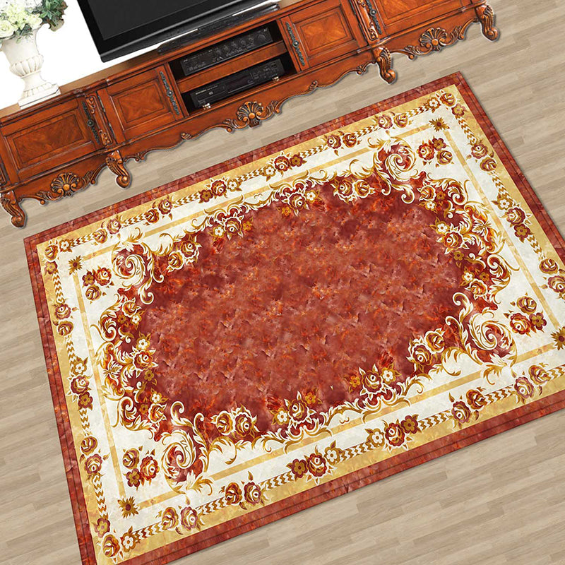 Novelty Floral Printed Rug Multi Color Polyster Area Carpet Anti-Slip Pet Friendly Washable Indoor Rug for Living Room Red-Yellow Clearhalo 'Area Rug' 'Modern' 'Rugs' Rug' 2480858