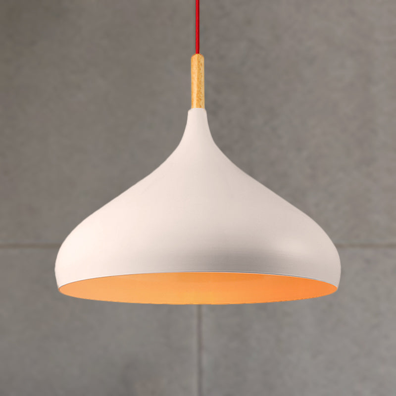 White Onion Shade Hanging Light Fixture Simple Style Metallic 1 Light Living Room Pendant Lamp White Clearhalo 'Ceiling Lights' 'Modern Pendants' 'Modern' 'Pendant Lights' 'Pendants' Lighting' 248483