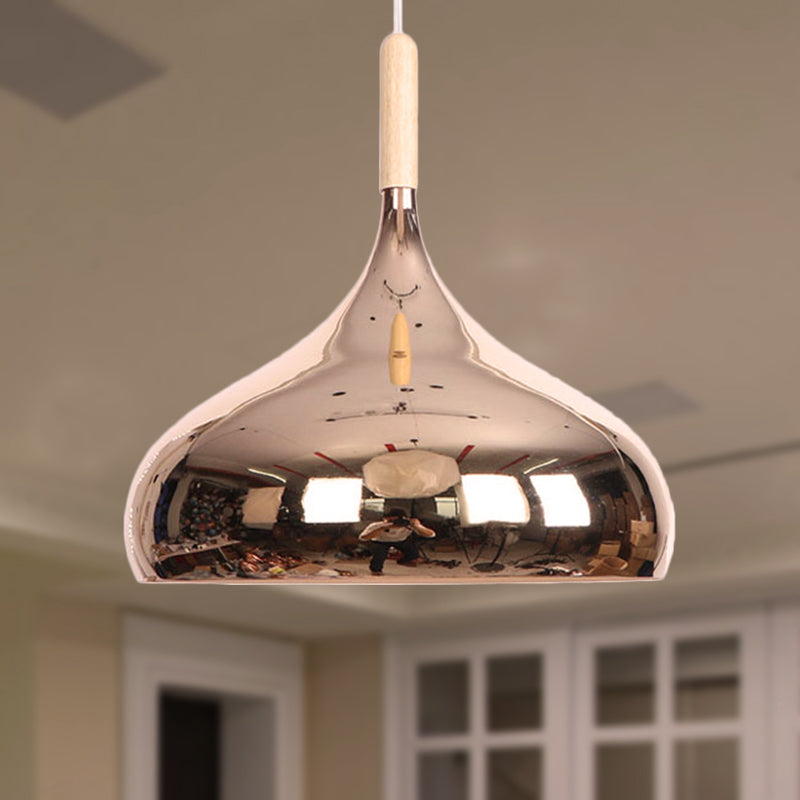 1 Head Bowl Shade Pendant Lighting Modernist Stylish Chrome/Gold/Rose Gold Metallic Suspended Light for Dining Table Gold Clearhalo 'Ceiling Lights' 'Modern Pendants' 'Modern' 'Pendant Lights' 'Pendants' Lighting' 248977