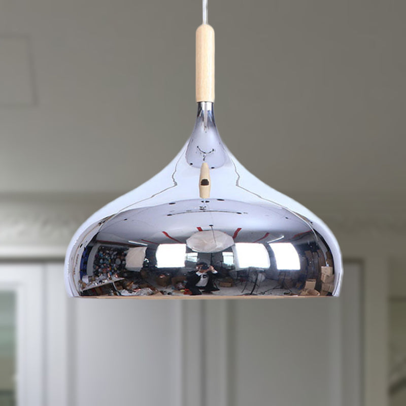 1 Head Bowl Shade Pendant Lighting Modernist Stylish Chrome/Gold/Rose Gold Metallic Suspended Light for Dining Table Chrome Clearhalo 'Ceiling Lights' 'Modern Pendants' 'Modern' 'Pendant Lights' 'Pendants' Lighting' 248979