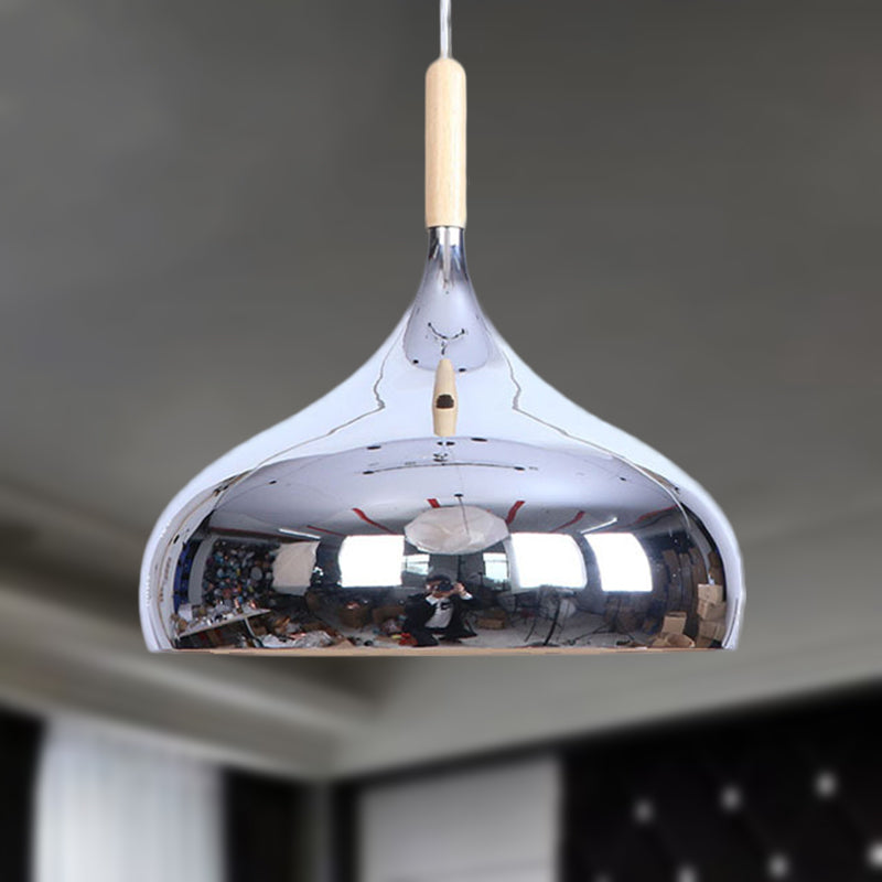 1 Head Bowl Shade Pendant Lighting Modernist Stylish Chrome/Gold/Rose Gold Metallic Suspended Light for Dining Table Clearhalo 'Ceiling Lights' 'Modern Pendants' 'Modern' 'Pendant Lights' 'Pendants' Lighting' 248980