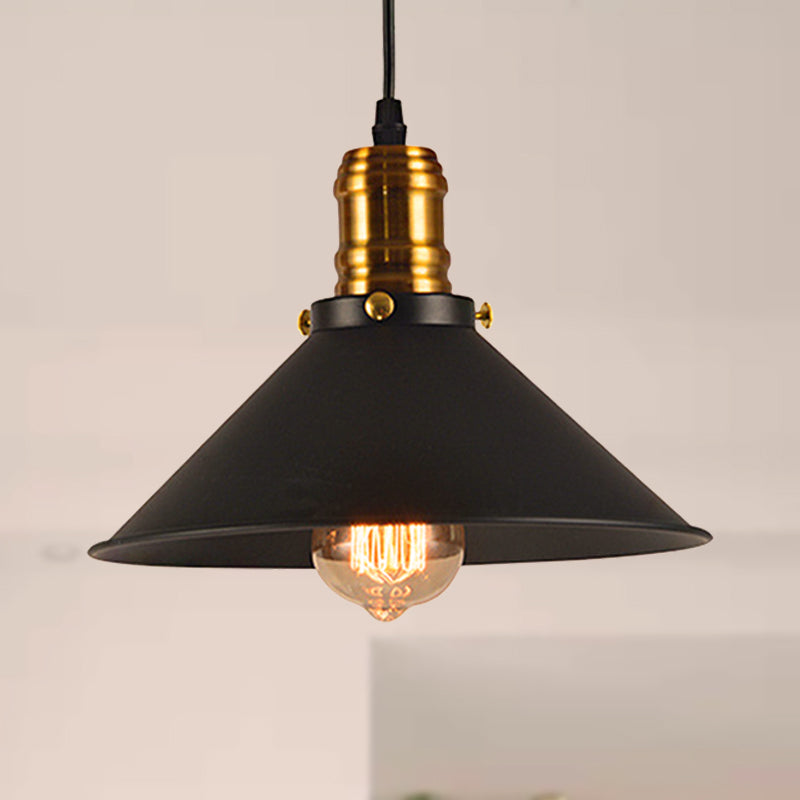 1/2/3-Pack Cone Metal Ceiling Pendant Vintage Stylish 1 Light Dining Room Pendant Light in Black, 10