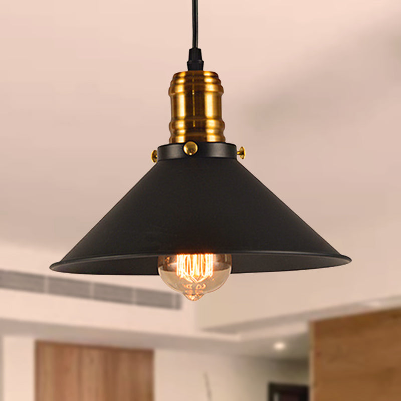 1/2/3-Pack Cone Metal Ceiling Pendant Vintage Stylish 1 Light Dining Room Pendant Light in Black, 10