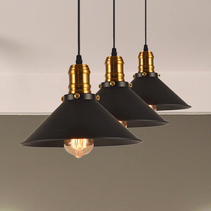 1/2/3-Pack Cone Metal Ceiling Pendant Vintage Stylish 1 Light Dining Room Pendant Light in Black, 10